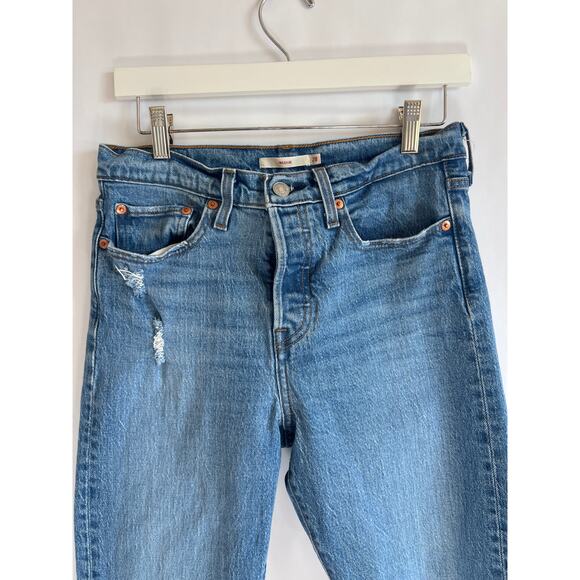 LEVIS PREMIUM WOMENS WEDGIE SKINNY DISTRESED BUTTON FRONT JEANS SIZE 28 - Picture 3 of 16